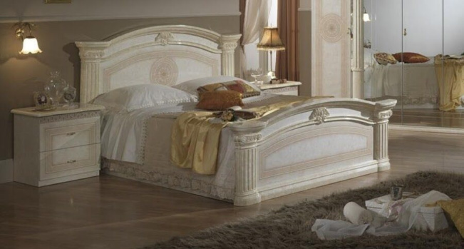 Кровать с тумбами ЕВГЕНИЯ беж/глянец 160х200