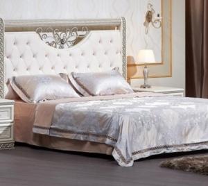 Кровать БЕРТА жемчуг/шампань 180х200