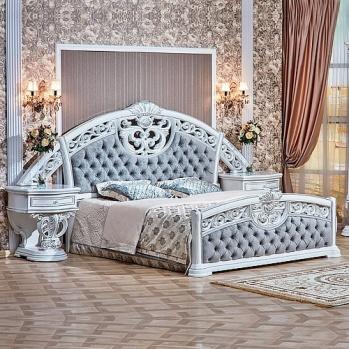 Кровать МАРЕЛЛА белый/серебро 180х200